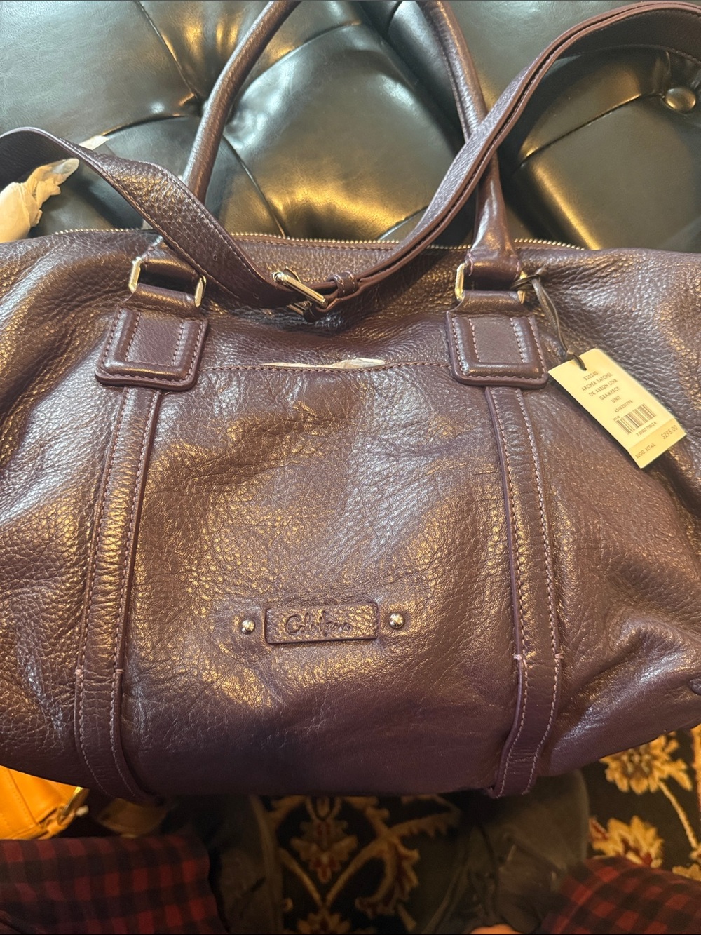 Cole Haan Plum Pebbled Leather Shoulder Bag